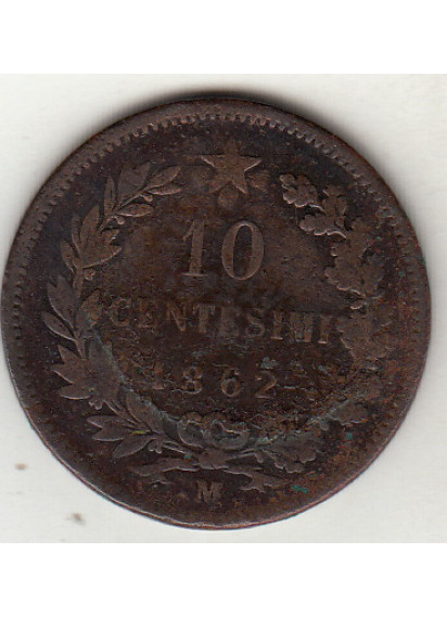 1862 10 Centesimi Zecca Milano Vittorio Emanuele II